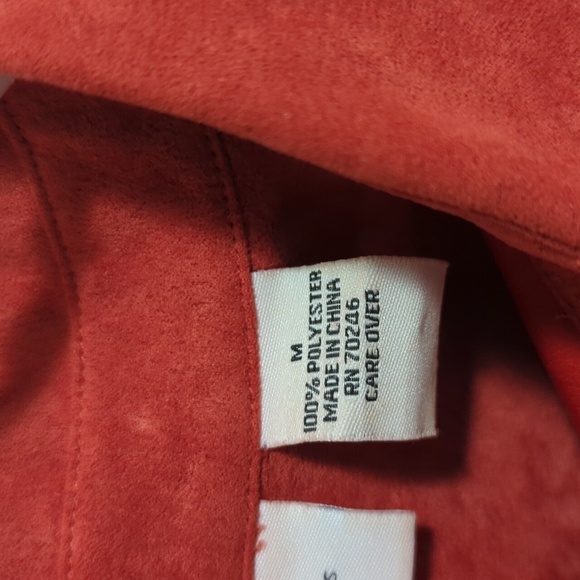 Parisian Works Women's Salmon Long Sleeve Button Down Faux Suede Shirt Size Med - Picture 4 of 10